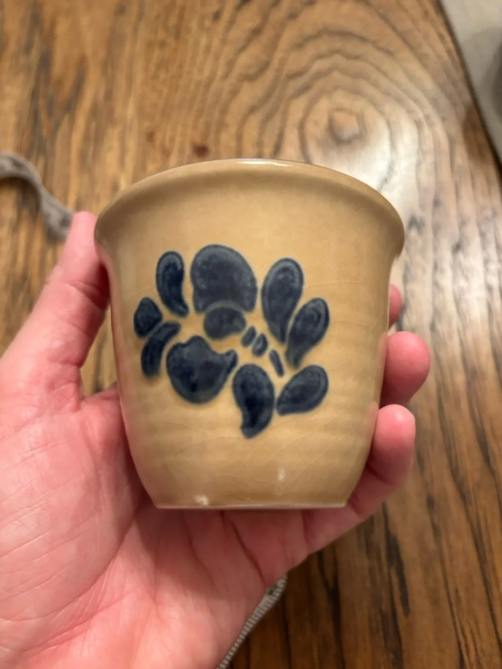Vintage Pfaltzgraff USA Stoneware Set 5 Blue Floral Custard Juice Cups Tumblers
